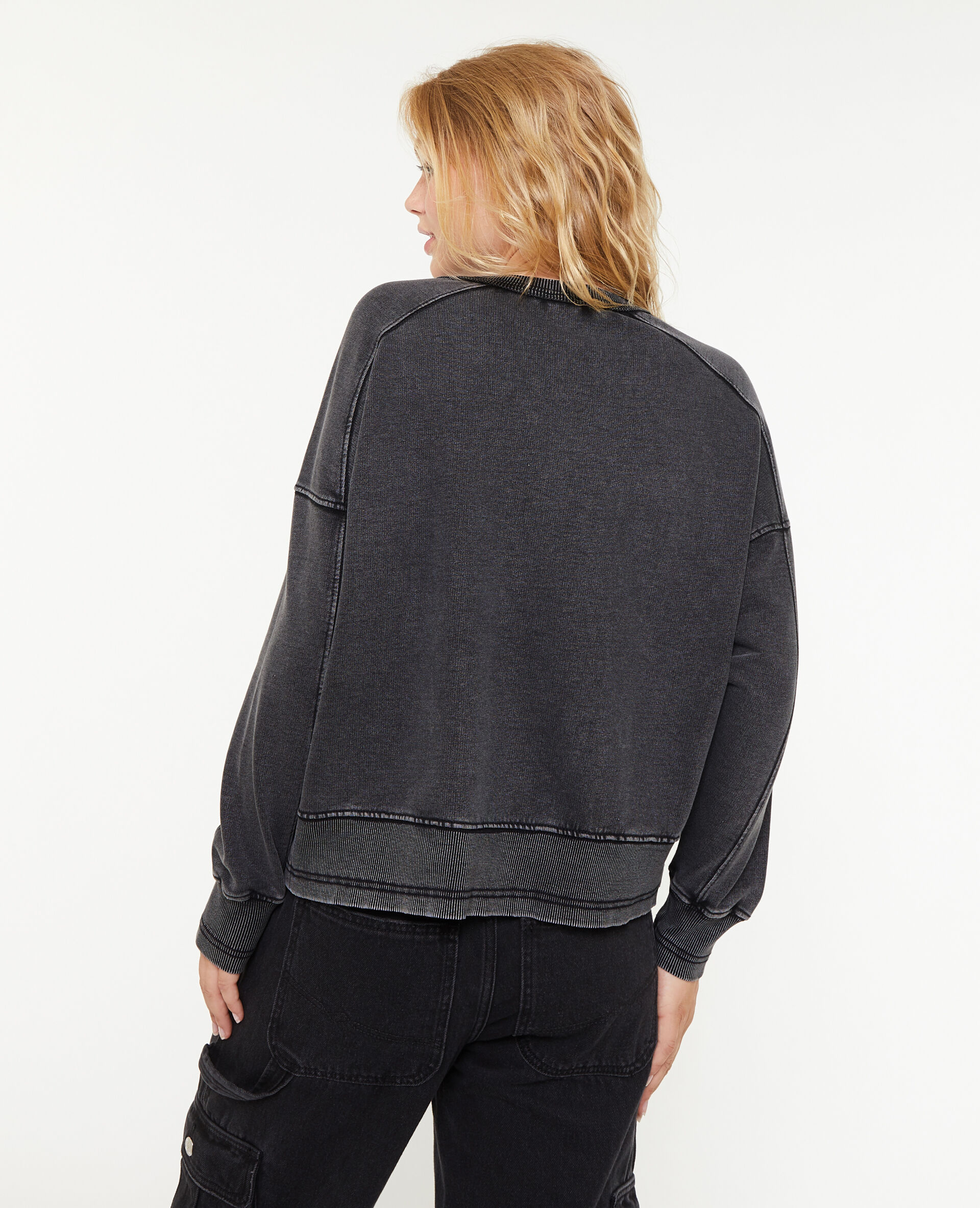 Sweat loose avec jeux de coutures - Gris foncé