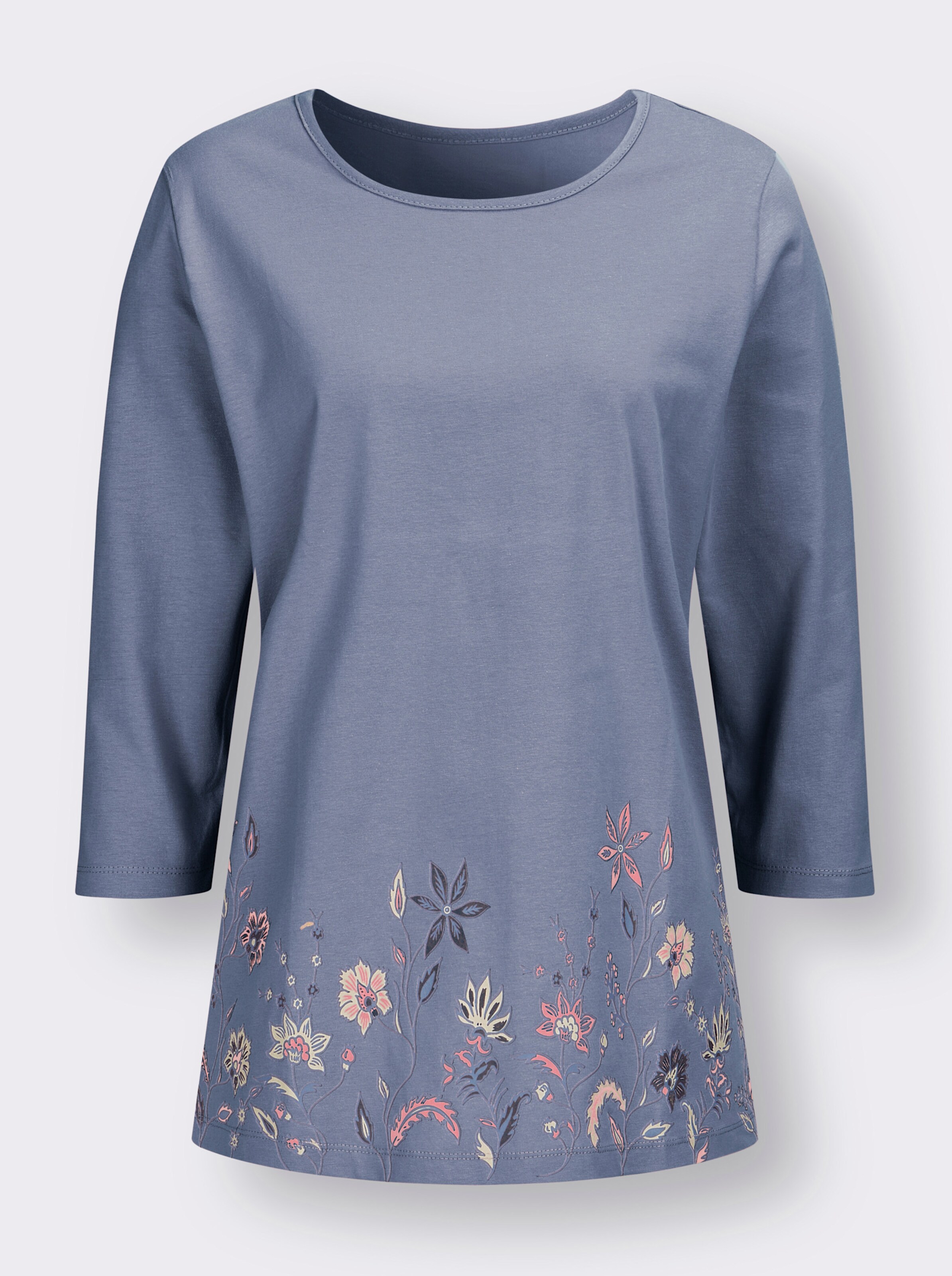 34-Arm-Shirt mit Bordüren-Druck