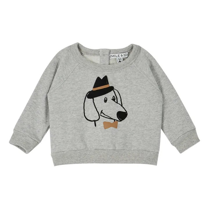 Emile et Ida Sweat Coton Bio Chien | Gris chiné