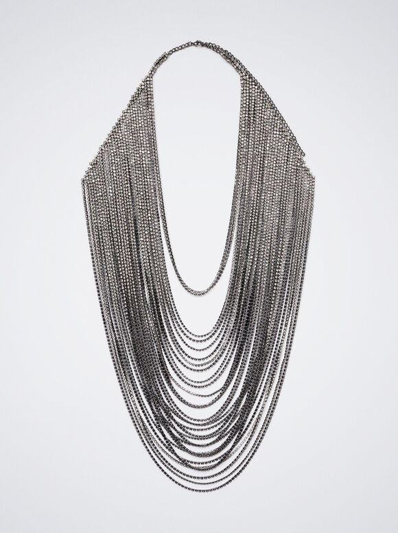 Colar corporal com strass - Prateado