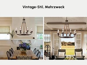 Homary Candlely 8-Light Rustikaler Kronleuchter, Eisen & Hanfseil Pendelleuchte Nautischer Stil Metall Kandelaber mit verstellbarer Kette, Vintage Bauernhaus Beleuchtung für Esszimmer & Foyer