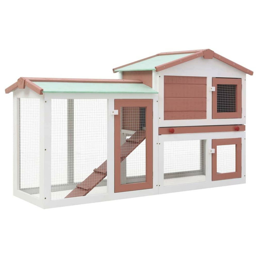 Clapier large d'extérieur145 x 45 x 85 cm bois marron et blanc