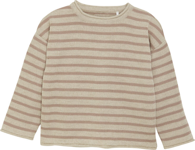 Huttelihut Pullover Stripe Wool Knit Mahogany rose