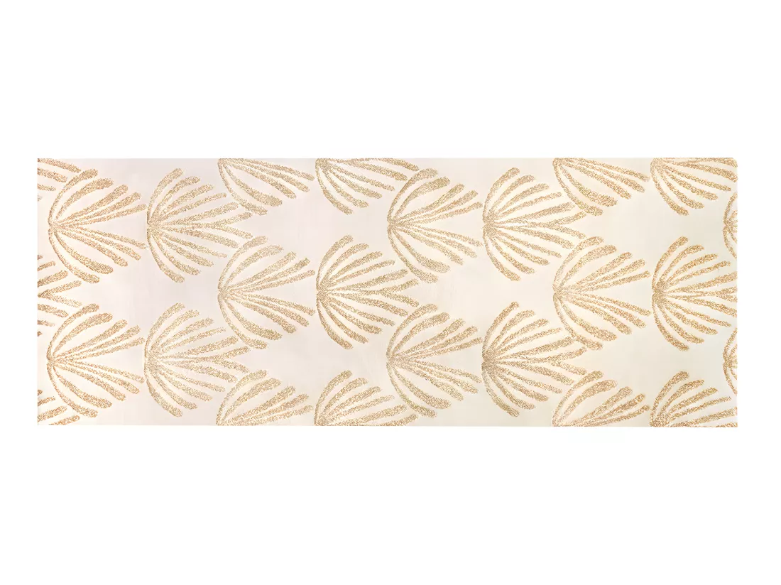 Tapis de couloir art déco - 80 x 200 cm - beige et lurex doré - LYSA