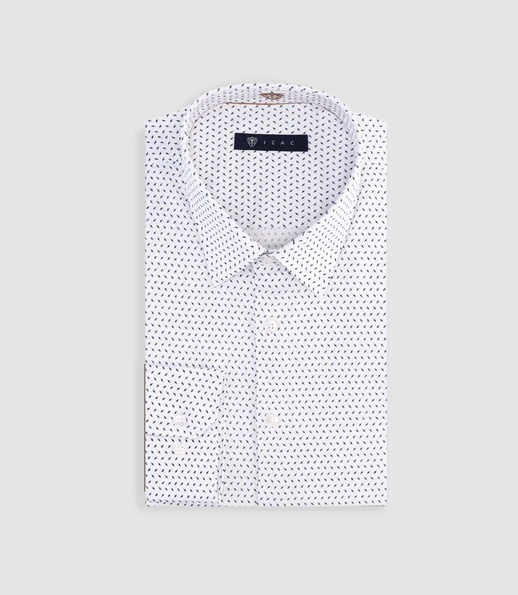 Chemise slim à imprimé micro motifs blanc MATTHIAS