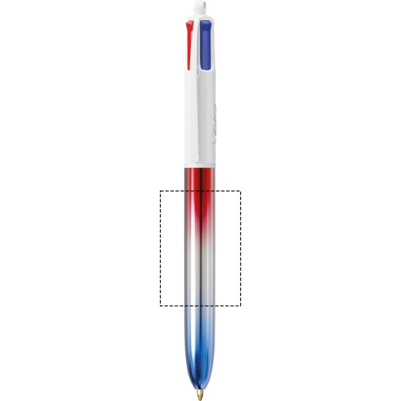 Stylo bille Bic 4 couleurs flag bleu blanc rouge publicitaire pointe 1 mm – écriture moyenne - marquage 1 couleur
