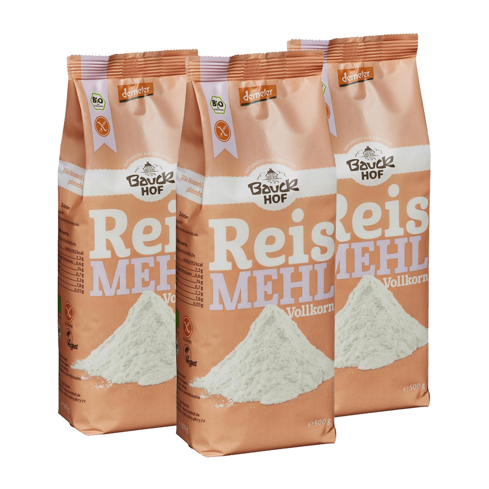 3 x Reismehl Vollkorn demeter (3x500g)