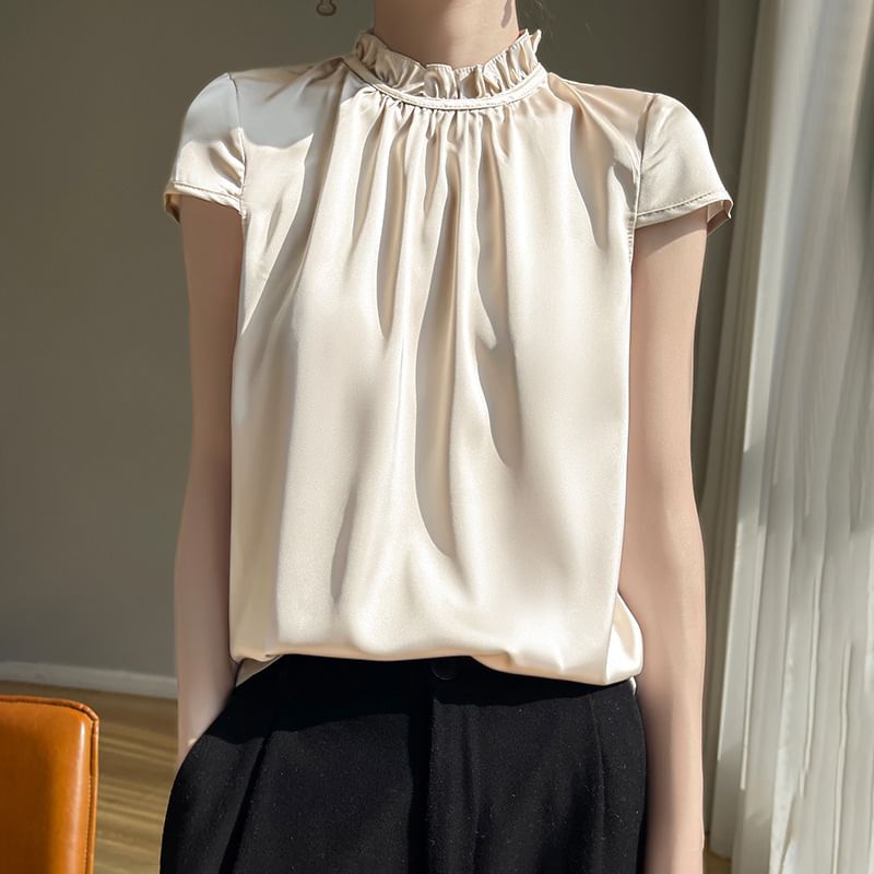 Weelop - Blouse met korte mouwen en mockneck