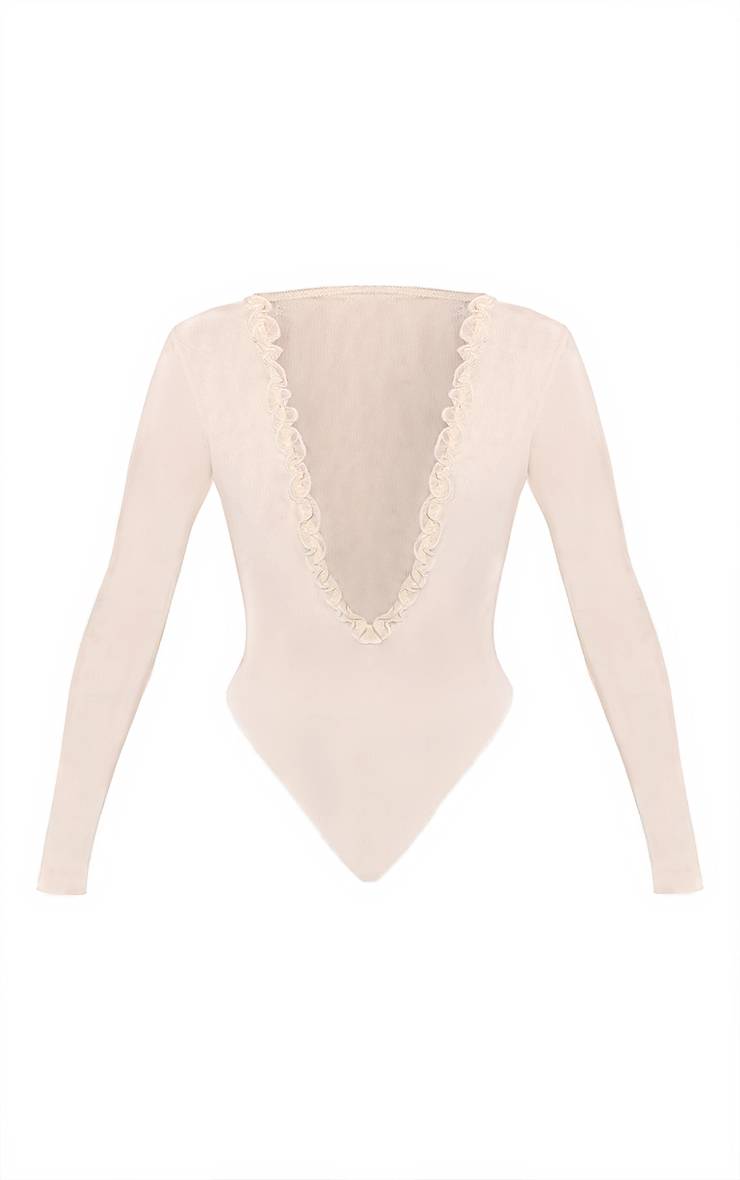 Crème Body Plongeant En Mesh Avec Détail À Volants