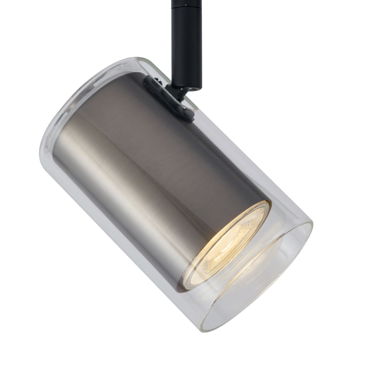 Moderne spot gunmetal met helder glas voor railsysteem 1-fase - Iconic Lloyd