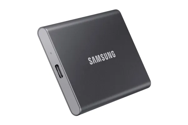 Samsung T7 MU-PC2T0T - SSD - krypteret - 2 TB - ekstern (bærbar) - USB 3.2 Gen 2 (USB-C stikforbindelse) - 256-bit AES - titan grå
