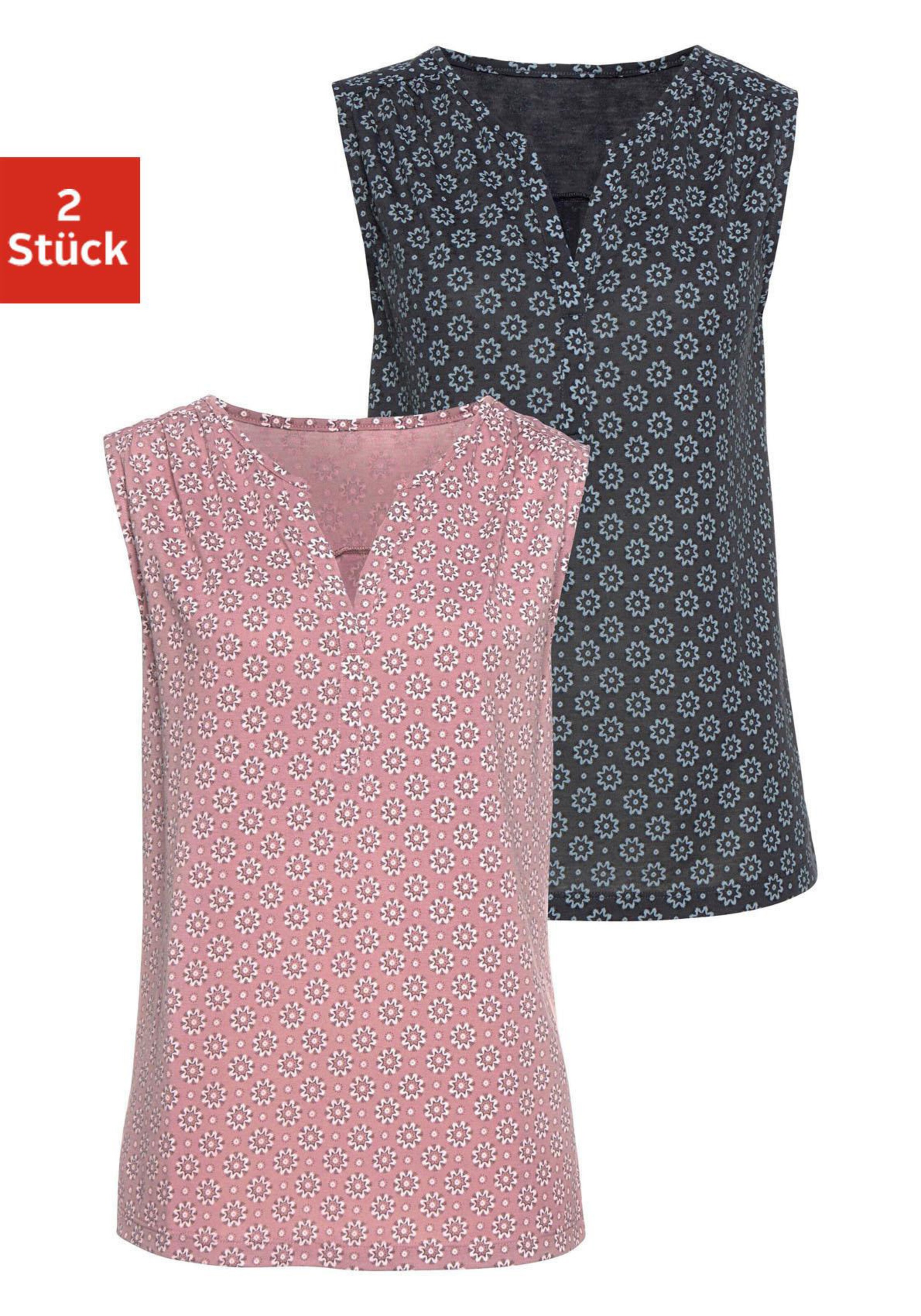 LASCANA Shirttop in altrosa, blau