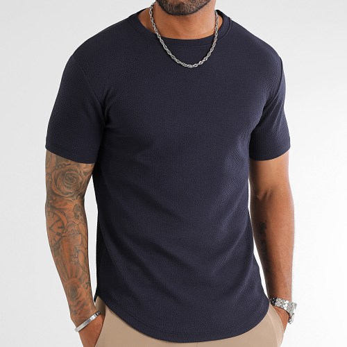 Lot De 3 Tee Shirt Texturé Waffle 0429 Noir Bordeaux Bleu Marine