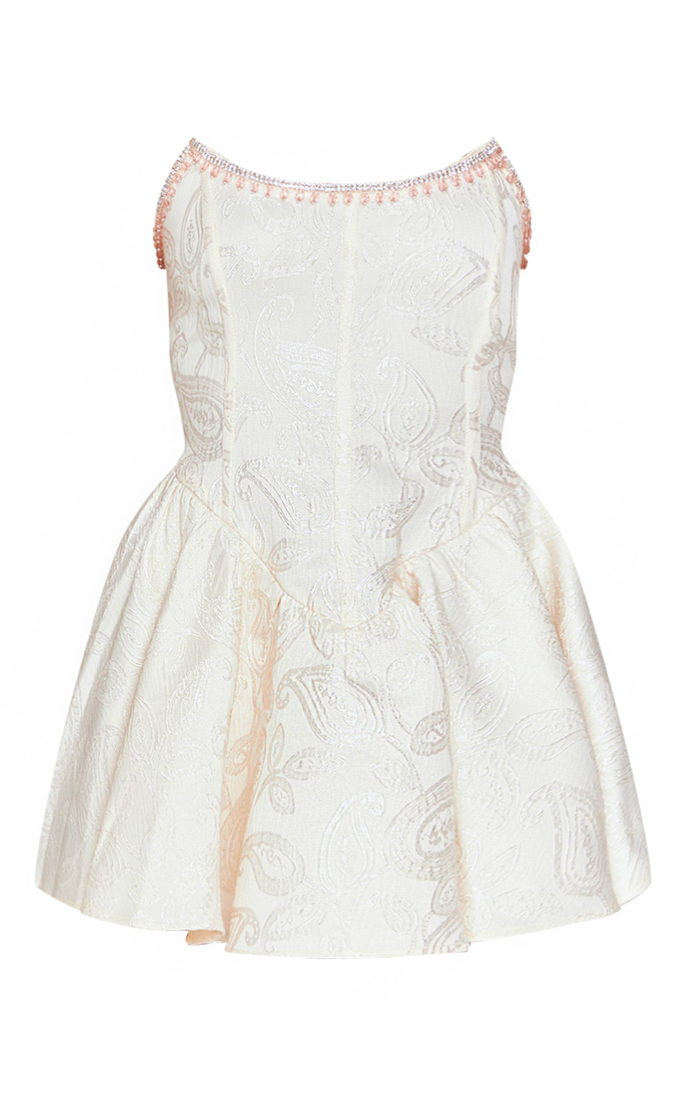 Crème Robe Micro Mini Bandeau Ornée Petite