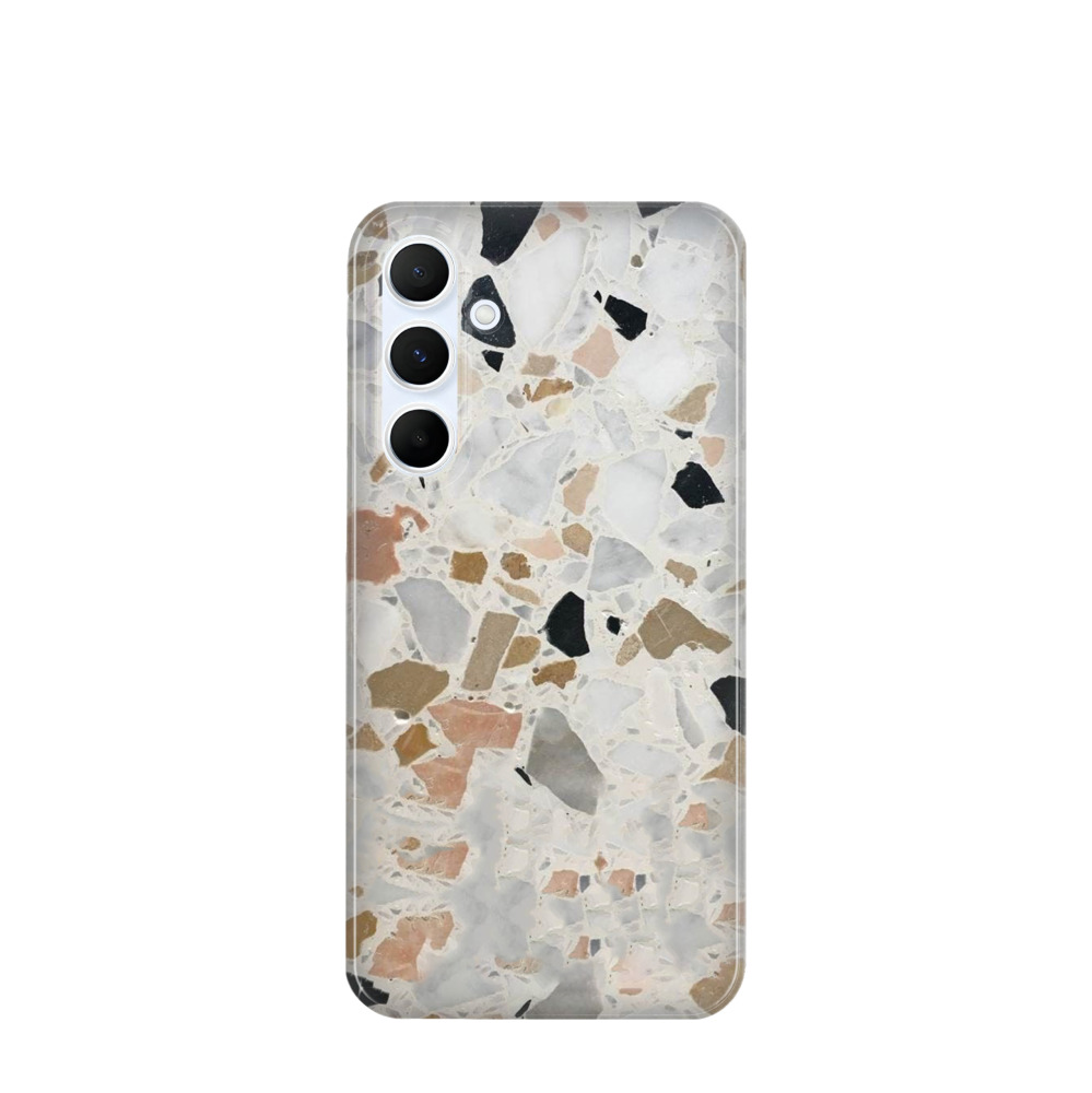 Samsung Galaxy A55 Kunststoff Hülle Terrazzo Design - Grau