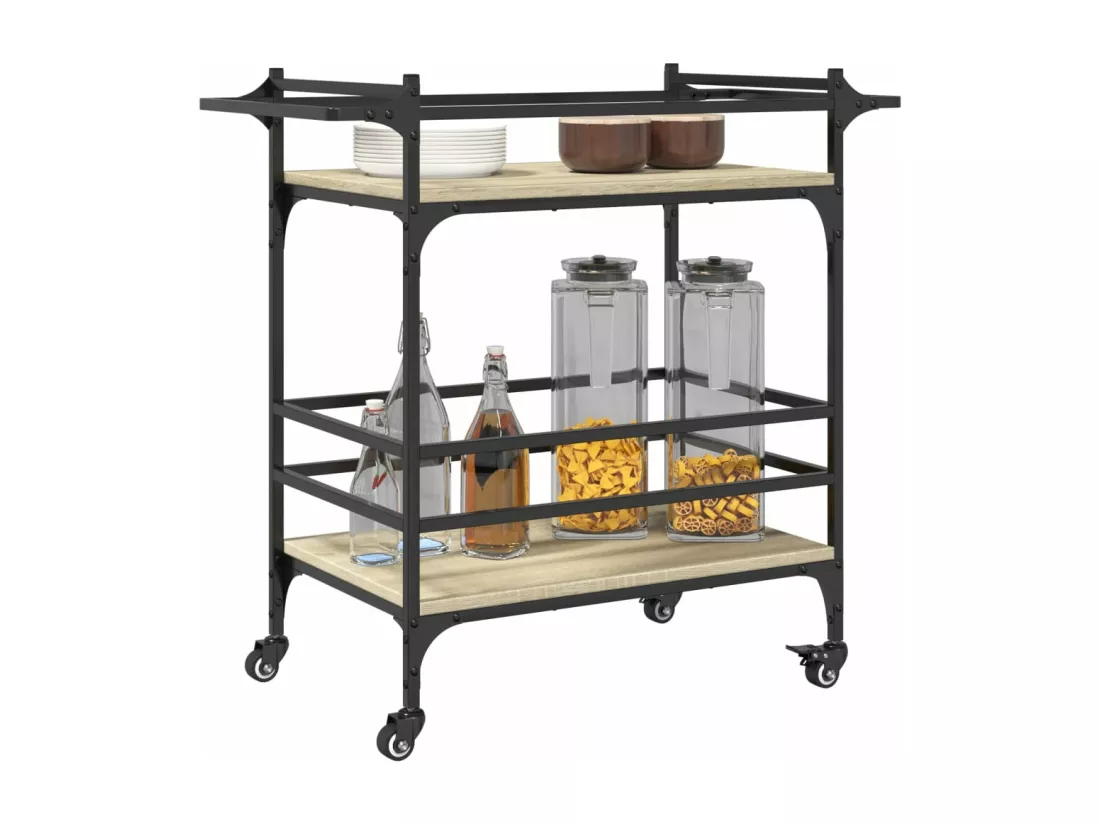 Chariot de cuisine chêne sonoma 82x40x78,5 cm bois d'ingénierie