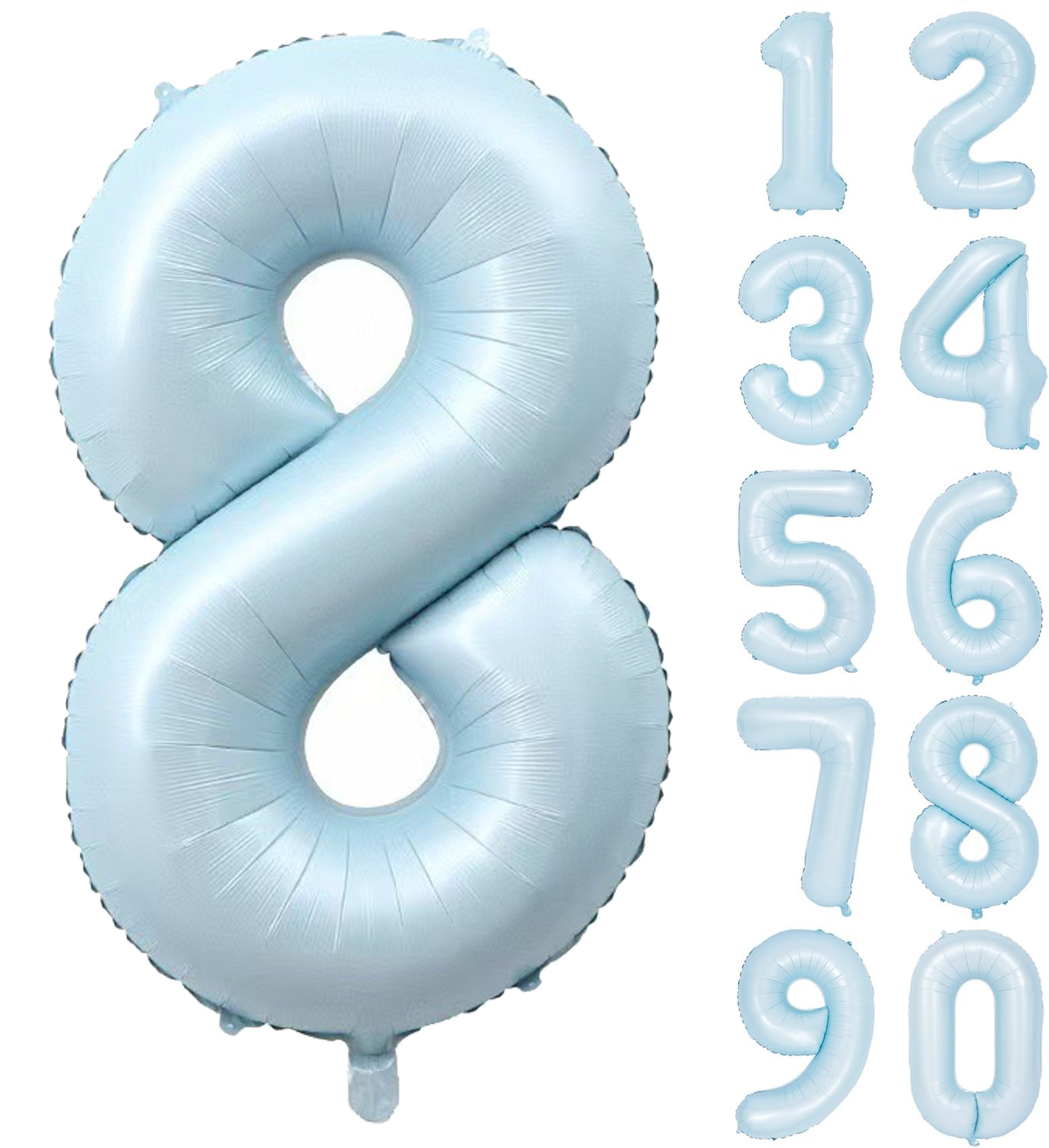 (90cm) Zahlen Ballon Geburtstags Party Luftballon Folienballon - Zahl 8 / Pastell Blau