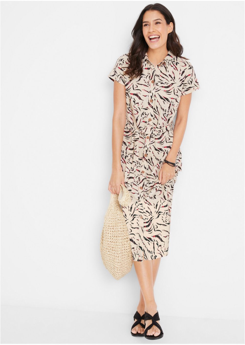 Robe imprimée en lin majoritaire