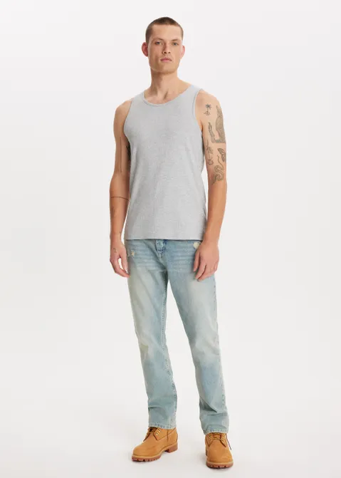 Basic tanktop rib grijs (GRS.MEL)