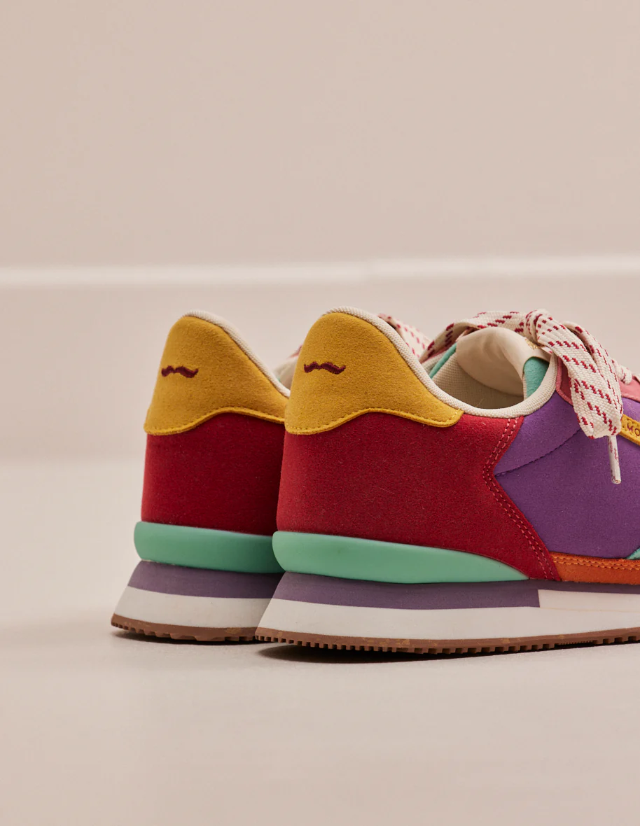 Baskets basses Andrée - Suède vegan orange moutarde ocean