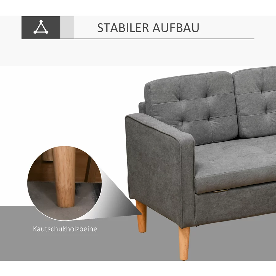 HOMCOM 3-Sitzer-Sofa mit abnehmbaren Kissen grau