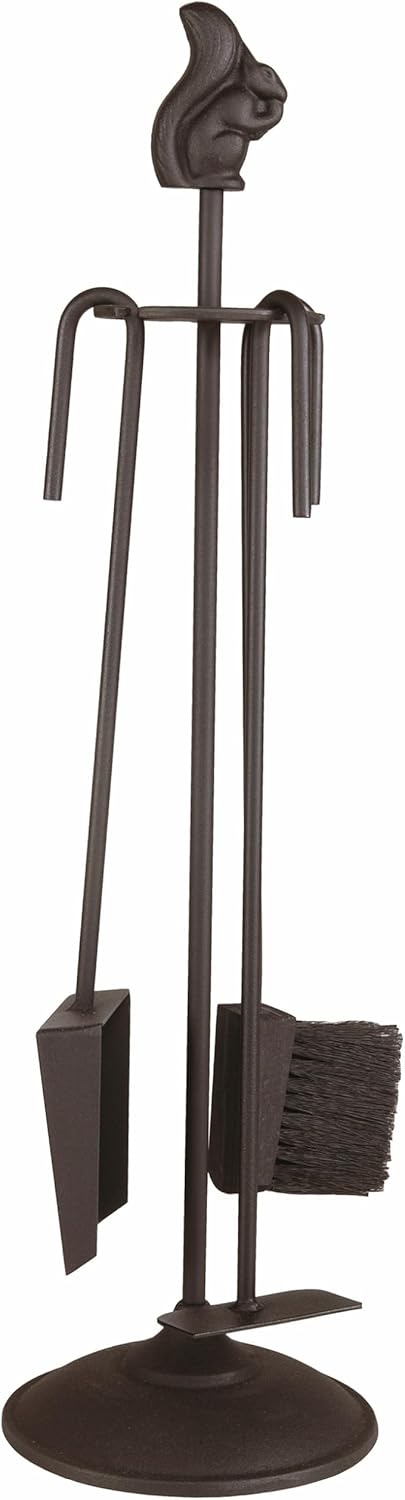 Morsø Classic Kaminbesteck – 3-teiliges Kaminofen-Set inkl. Halterung, Kehrschaufel, Besen & Schürhaken aus robustem Stahl, im klassischen Design, Höhe 66 cm, Schwarz