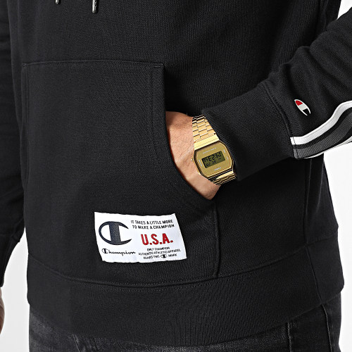 Sweat Capuche A Bandes 217842 Noir