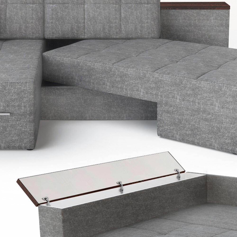 VitaliSpa Ecksofa mit Schlaffunktion 240 x 160 cm Grau - Eckcouch Sofa Couch Schlafsofa Taschenfederkern