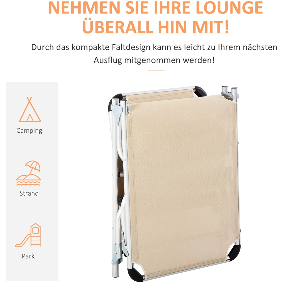 Outsunny Gartenliege 5-stufig verstellbar beige