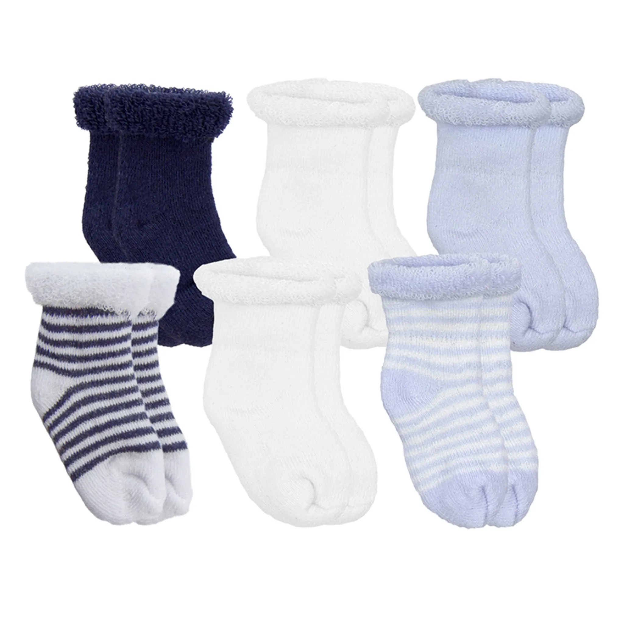 Kushies Bas Ratine Paquet de 6 Nouveau-né - Bleu