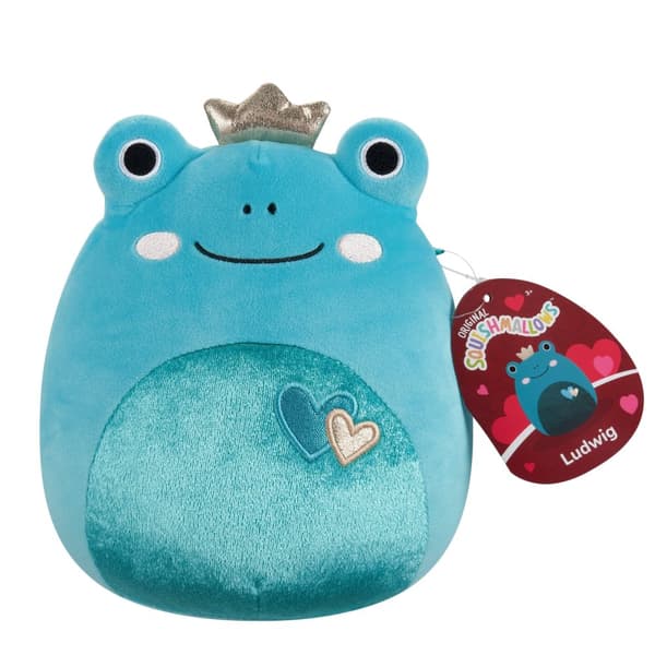 Squishmallows 19 cm hjerteplysj - Ludwig frosk