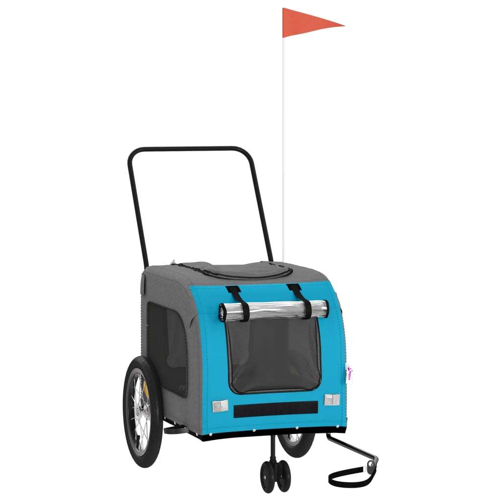 vidaXL Pet Bike Trailer Iron Oxford Cloth Azul Cinza