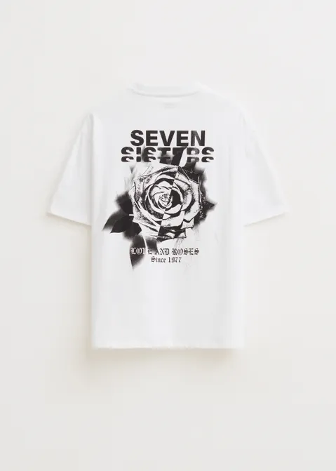 T-shirt met print faded rose wit (WIT)