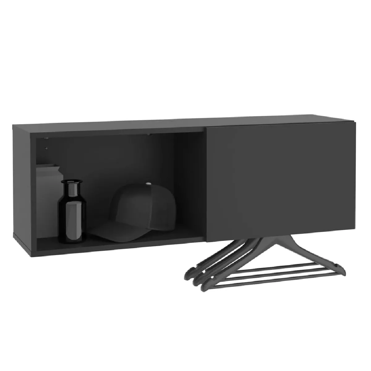 FMD Porte-manteau mural avec compartiment noir