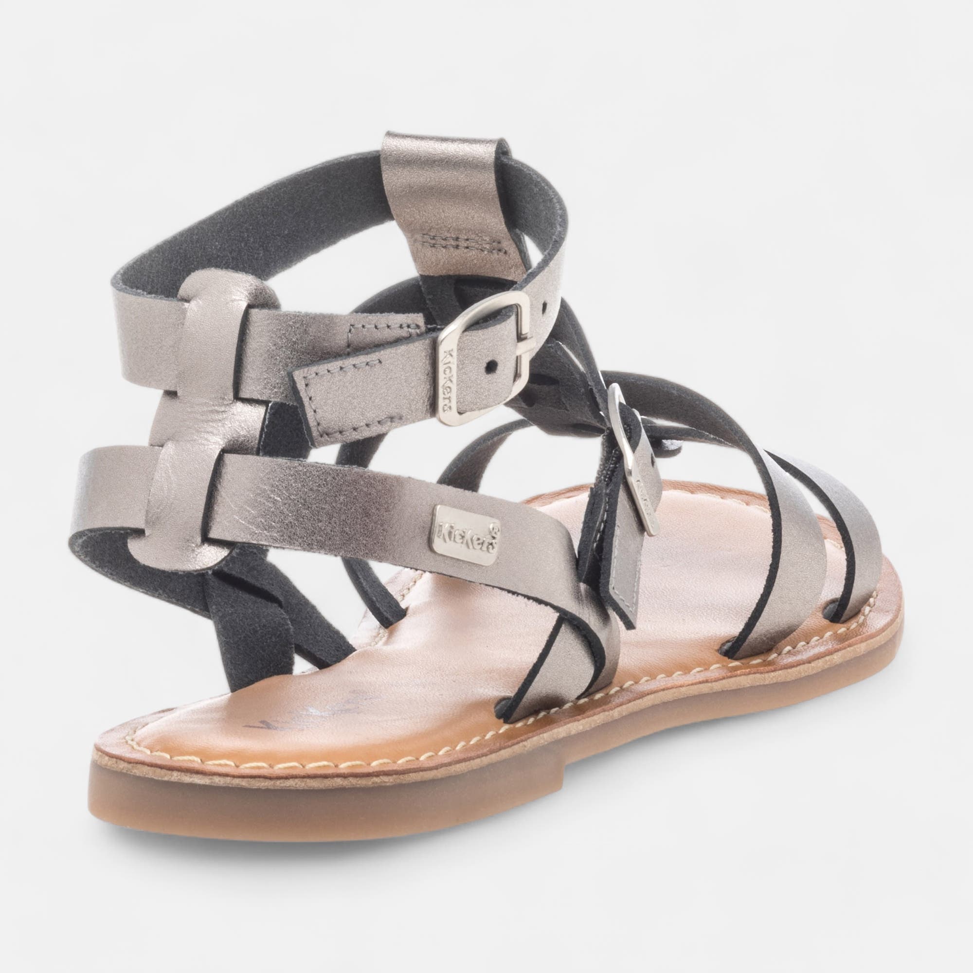 Nu-pieds Femme en cuir argent