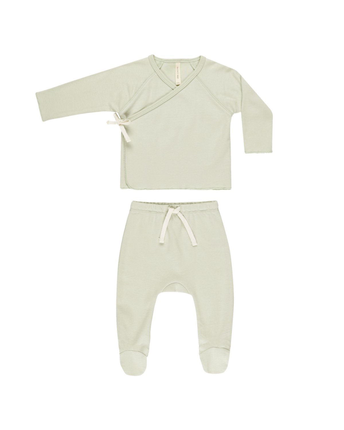 Hentesett Baby – Myk 100% Øko Bomull | Wrap top + Footed pant set