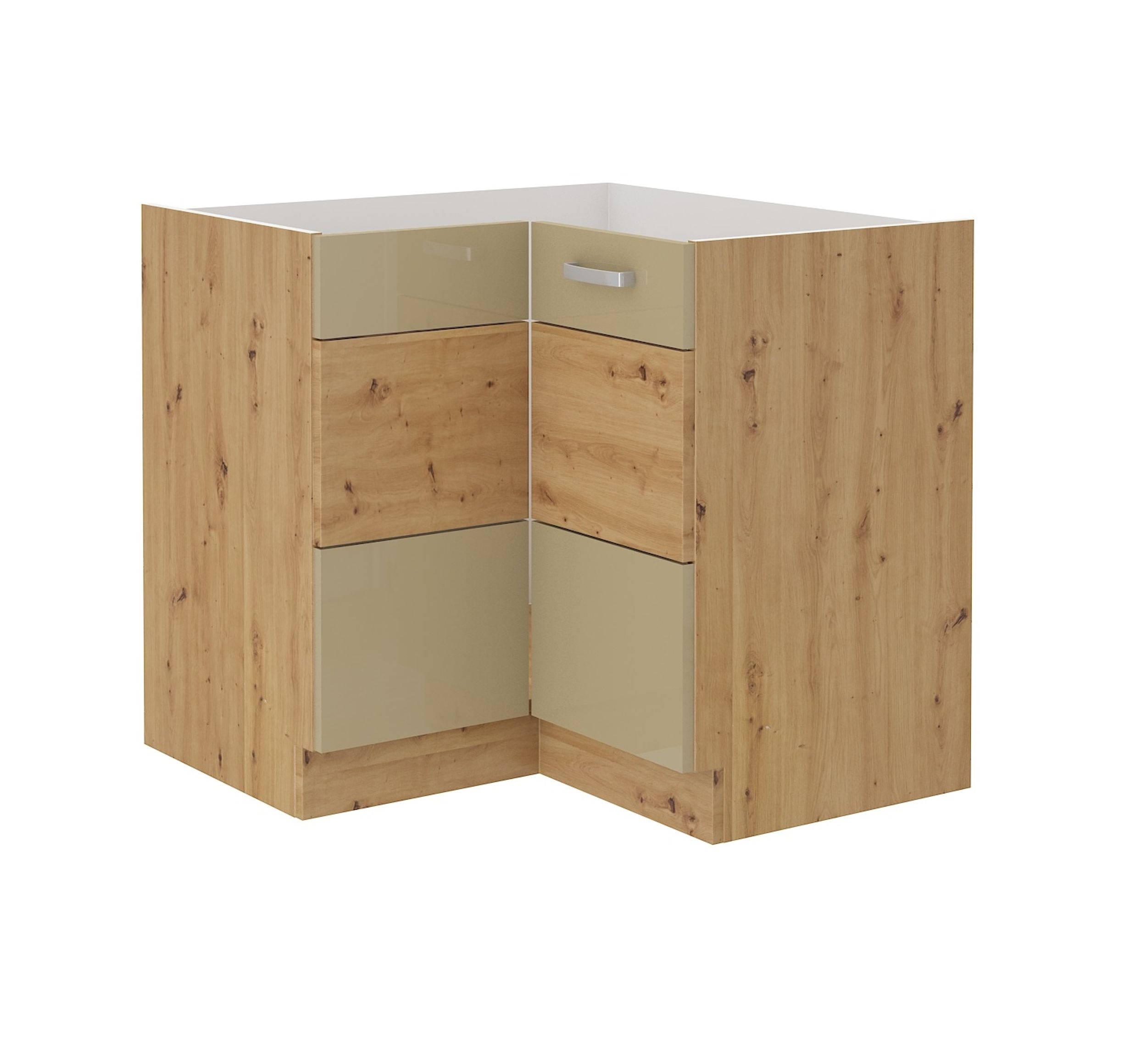 Eckunterschrank 90x90 Eiche Artisan Cappuccino Hochglanz Küchenzeile Küchenblock