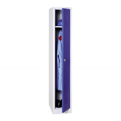 Vestiaire industrie propre monobloc 1 colonne - H180 x L30 x P50 cm - gris/bleu