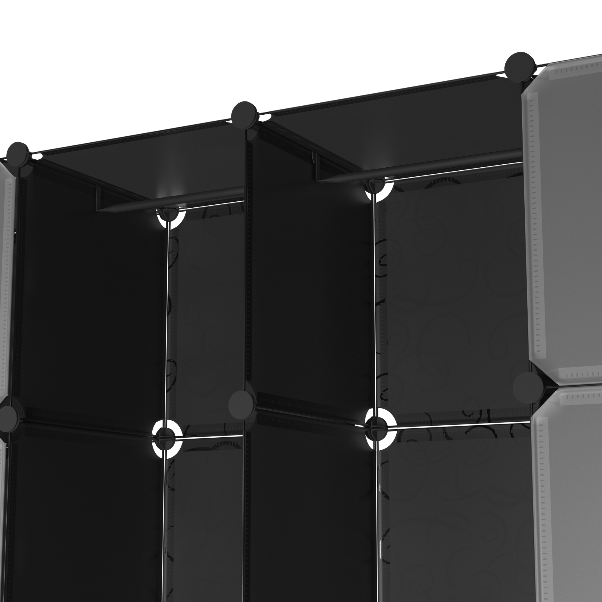 Kleiderschrank Steckregal schwarz / transparent 20 Boxen