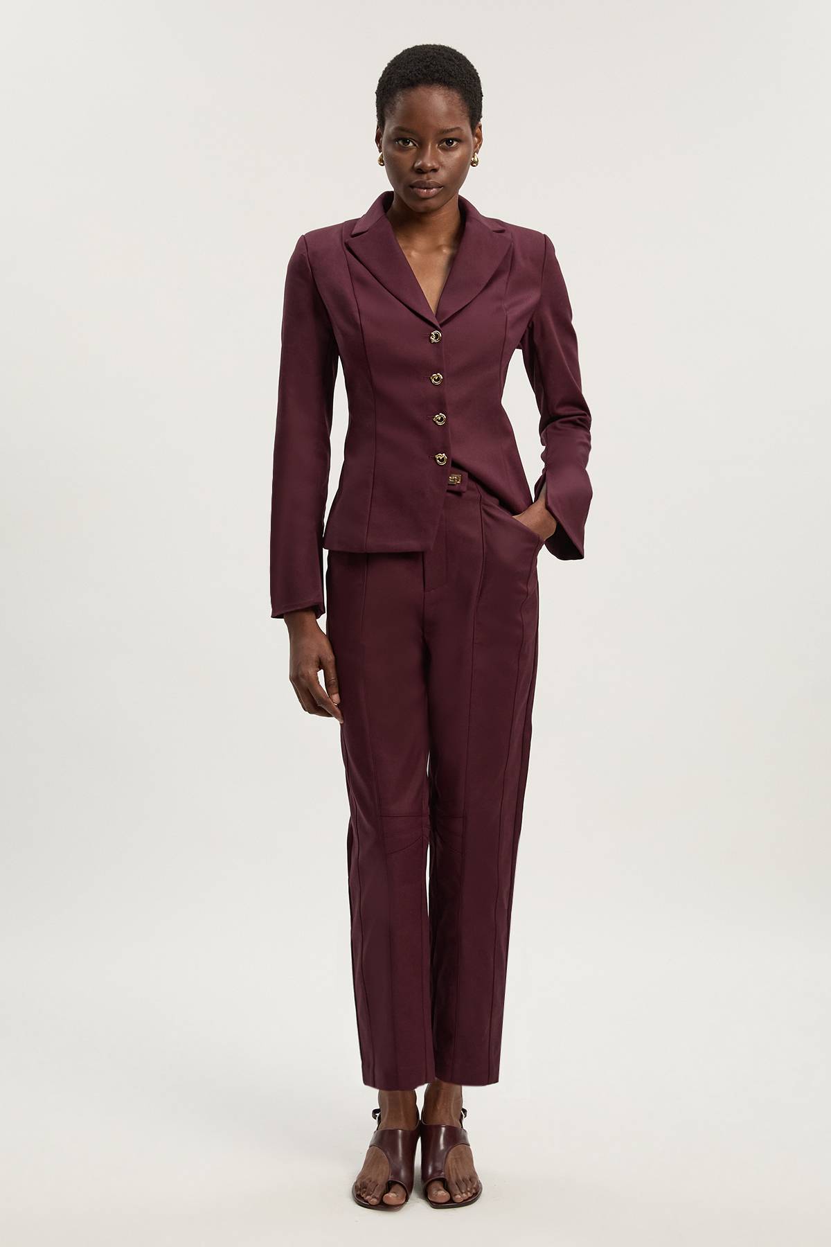 KarenMillen Pantalon Tissé à Jambes Évasées Techno