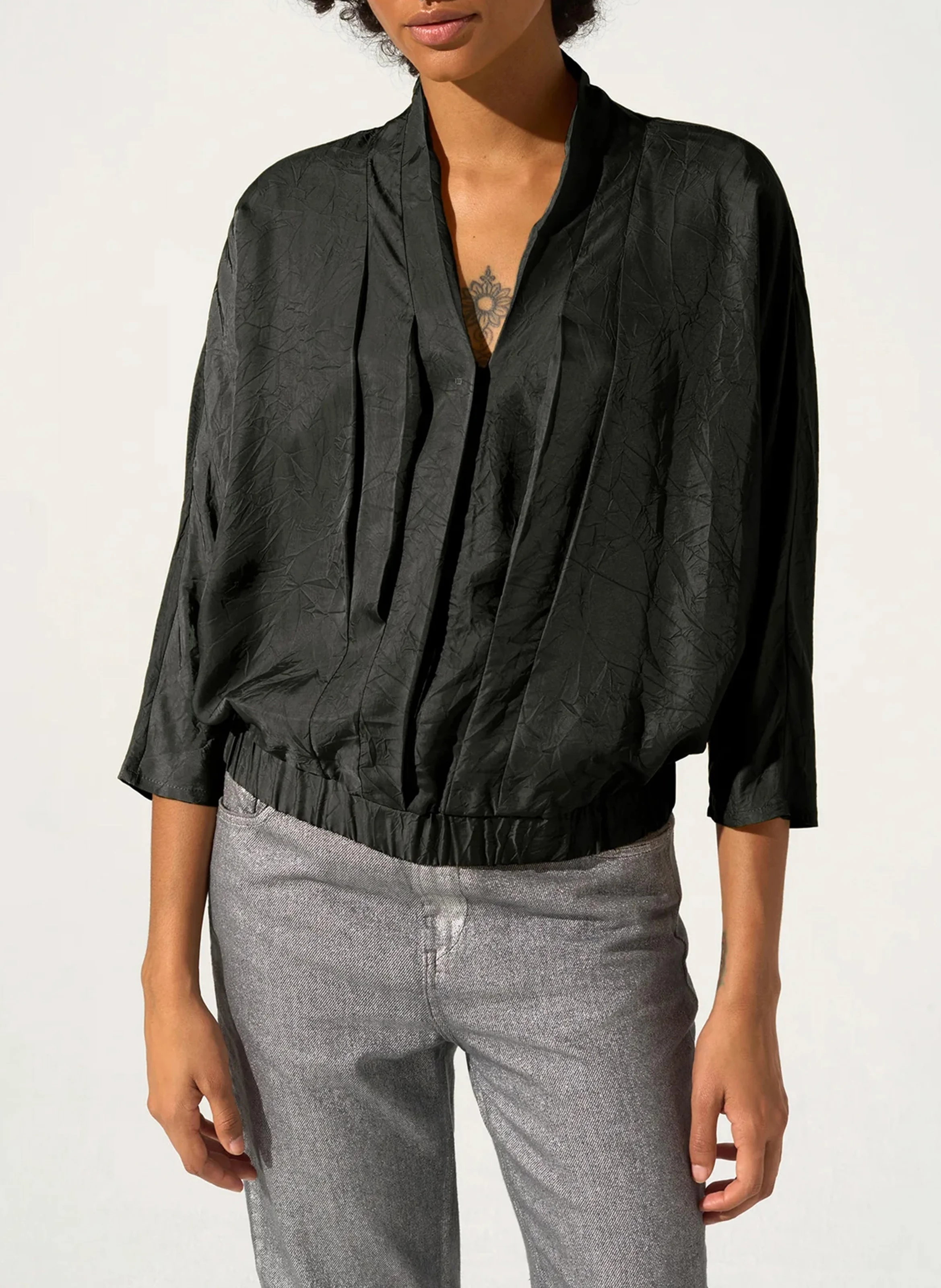 Blouse col V | Noir