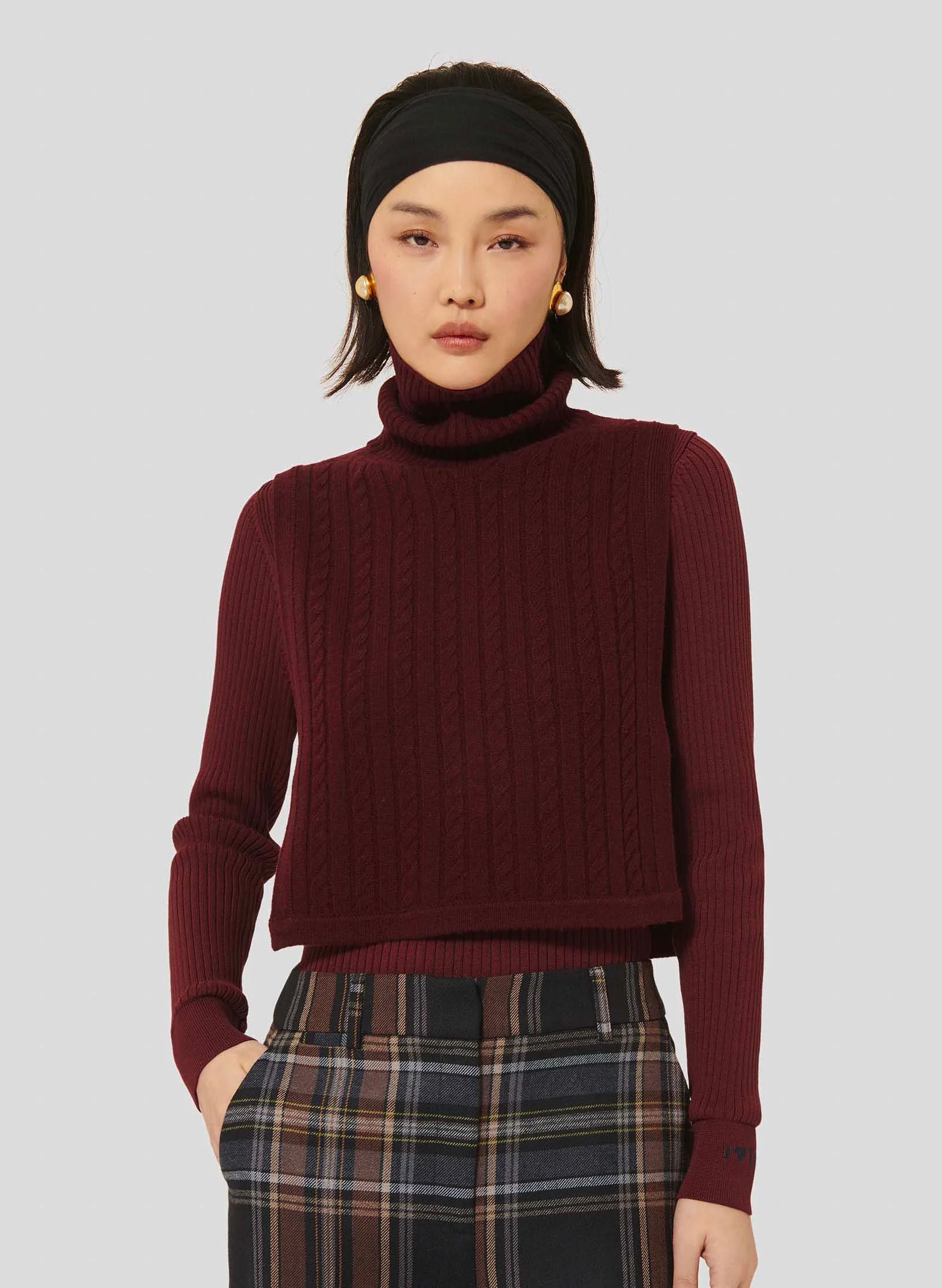 ANGÈLE -Plastron col roulé en laine | Rouge