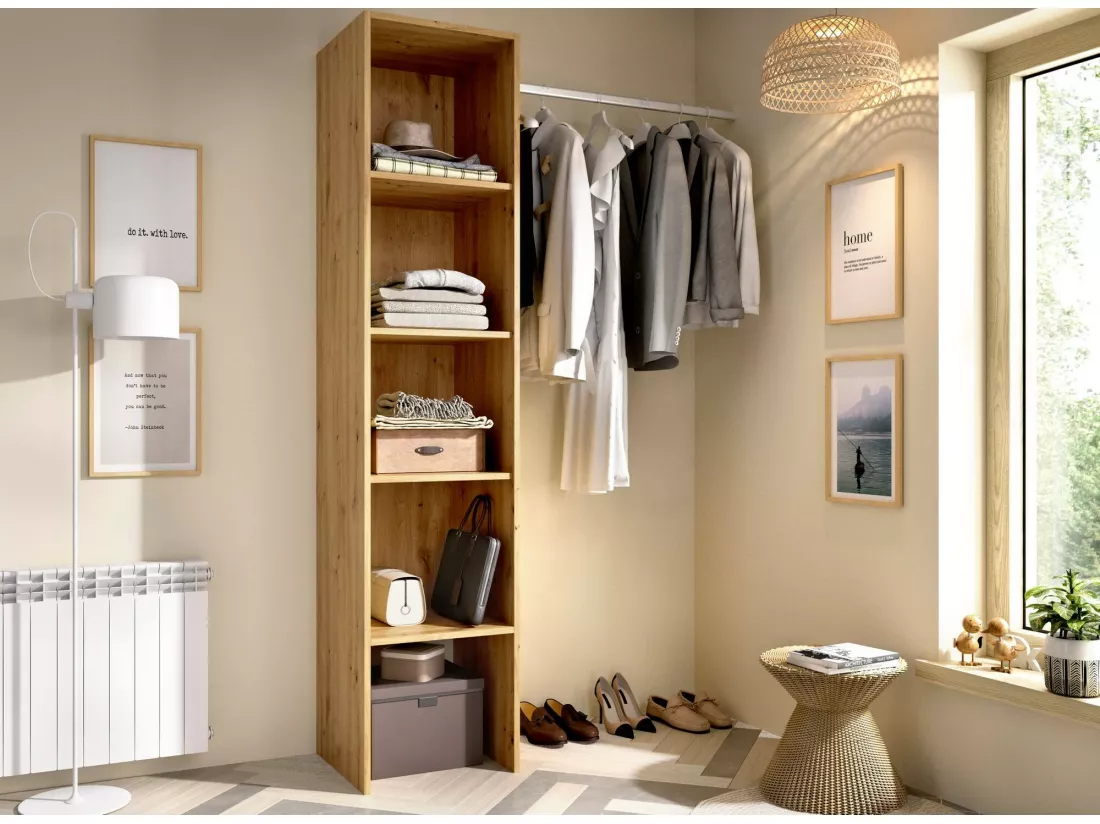 Armoire Dmaffe, Structure pour dressing, Cintre ouvert, 138x40h186 cm, Chêne Nodi