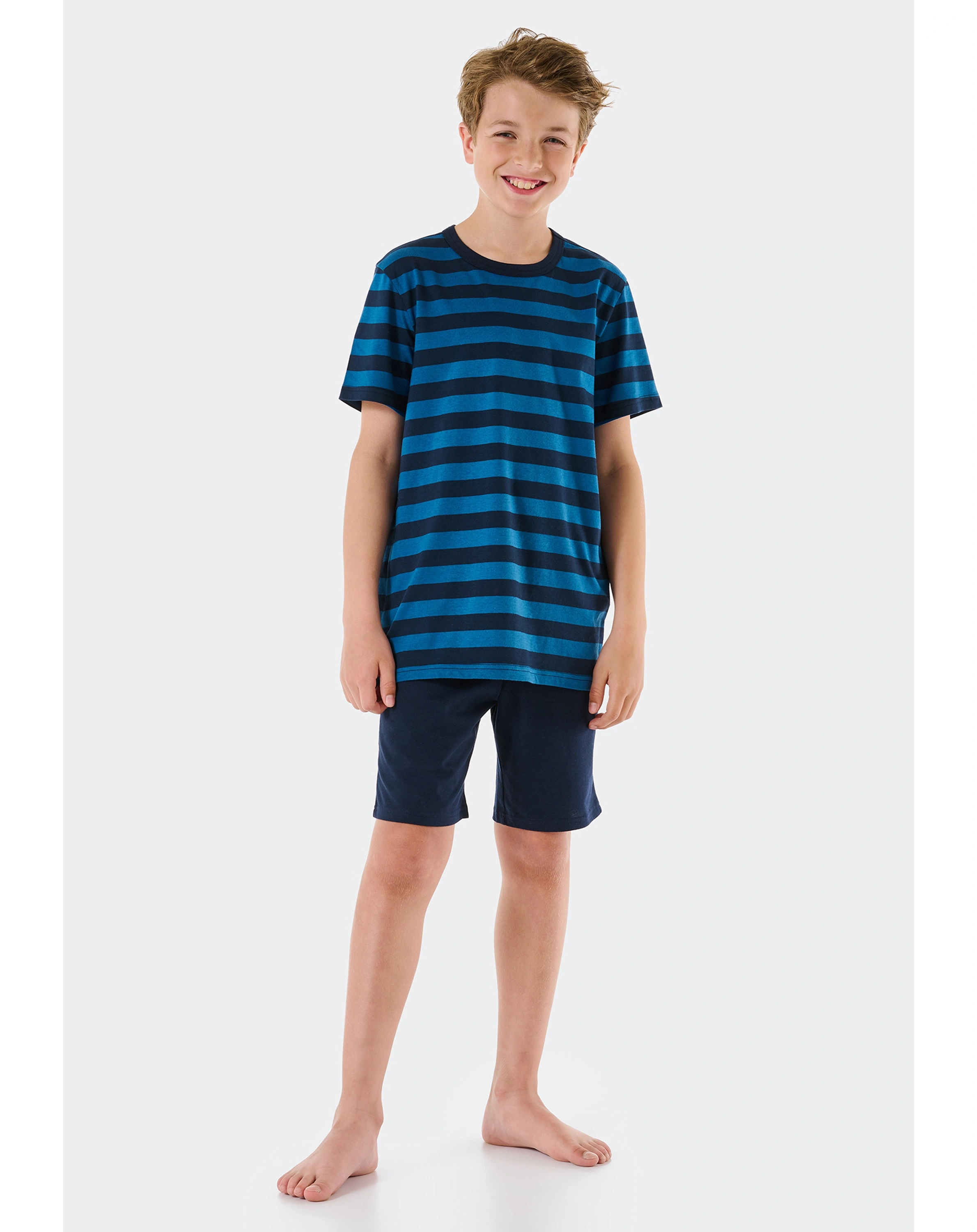 Schlafanzug kurz TEEN STRIPES in blau