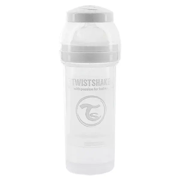 Mamadeira anticólica Twistshake branca +2 meses 260ml