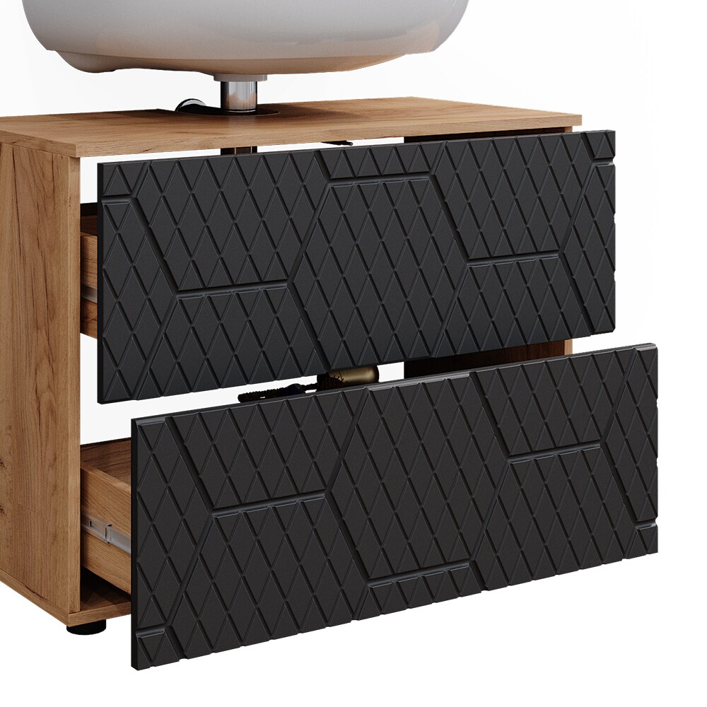 Vicco Badmöbel-Set Irma Eiche Anthrazit 4-teilig Hochschrank Midischrank 95 cm