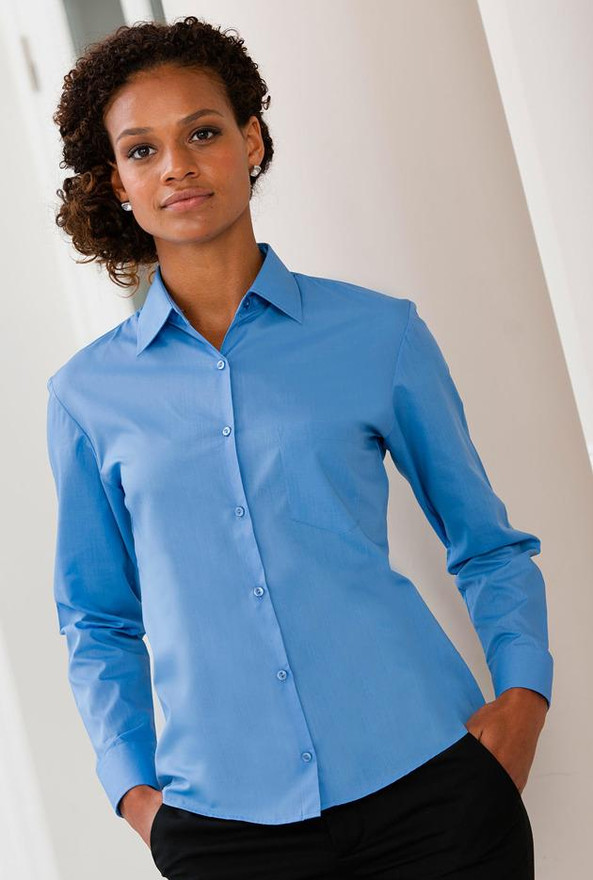 Russell Collection J934F - Chemise Élégante Femme en Popeline Facile d'Entretien