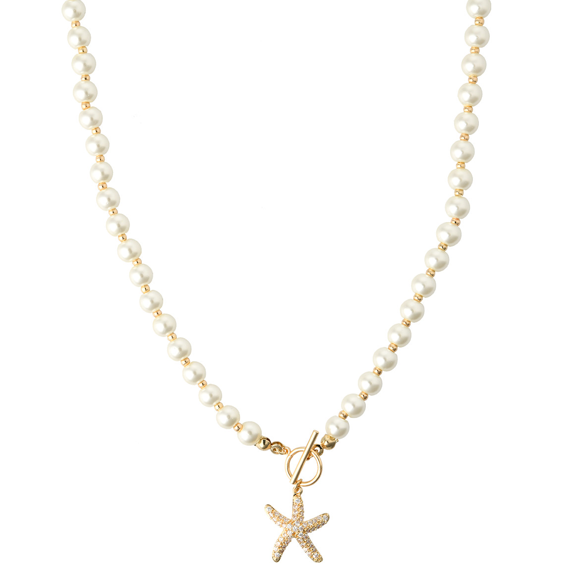 Gina Benotti Damen Perlenkette mit Seestern gold / weiss