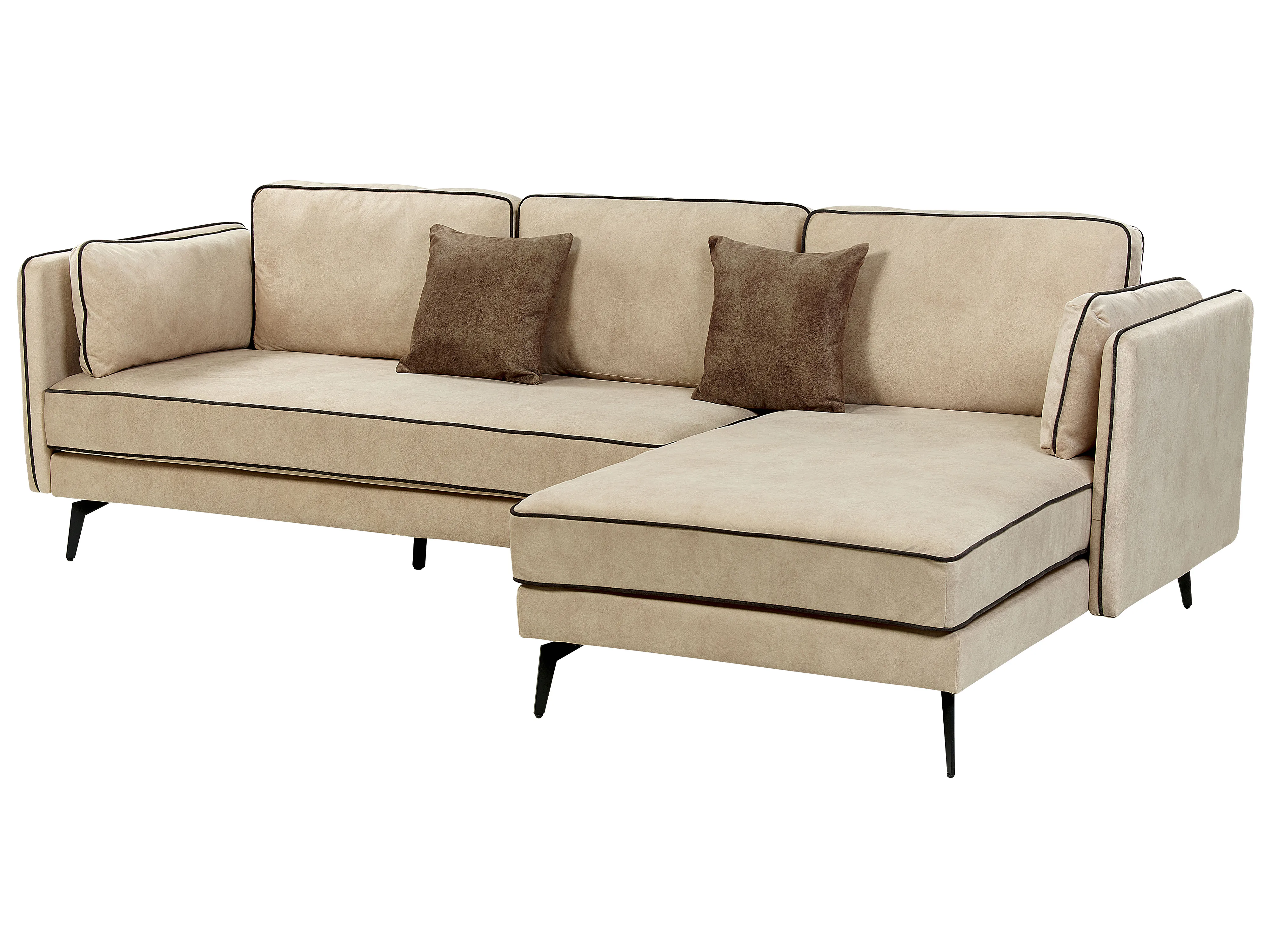 Hoekbank 3-zits ALTAN Fluweel Beige linkszijdig