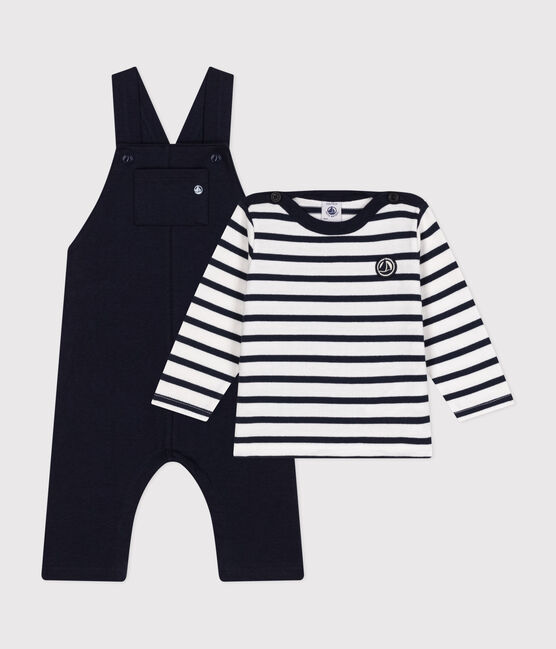 Ensemble salopette et marinière en jersey épais bébé